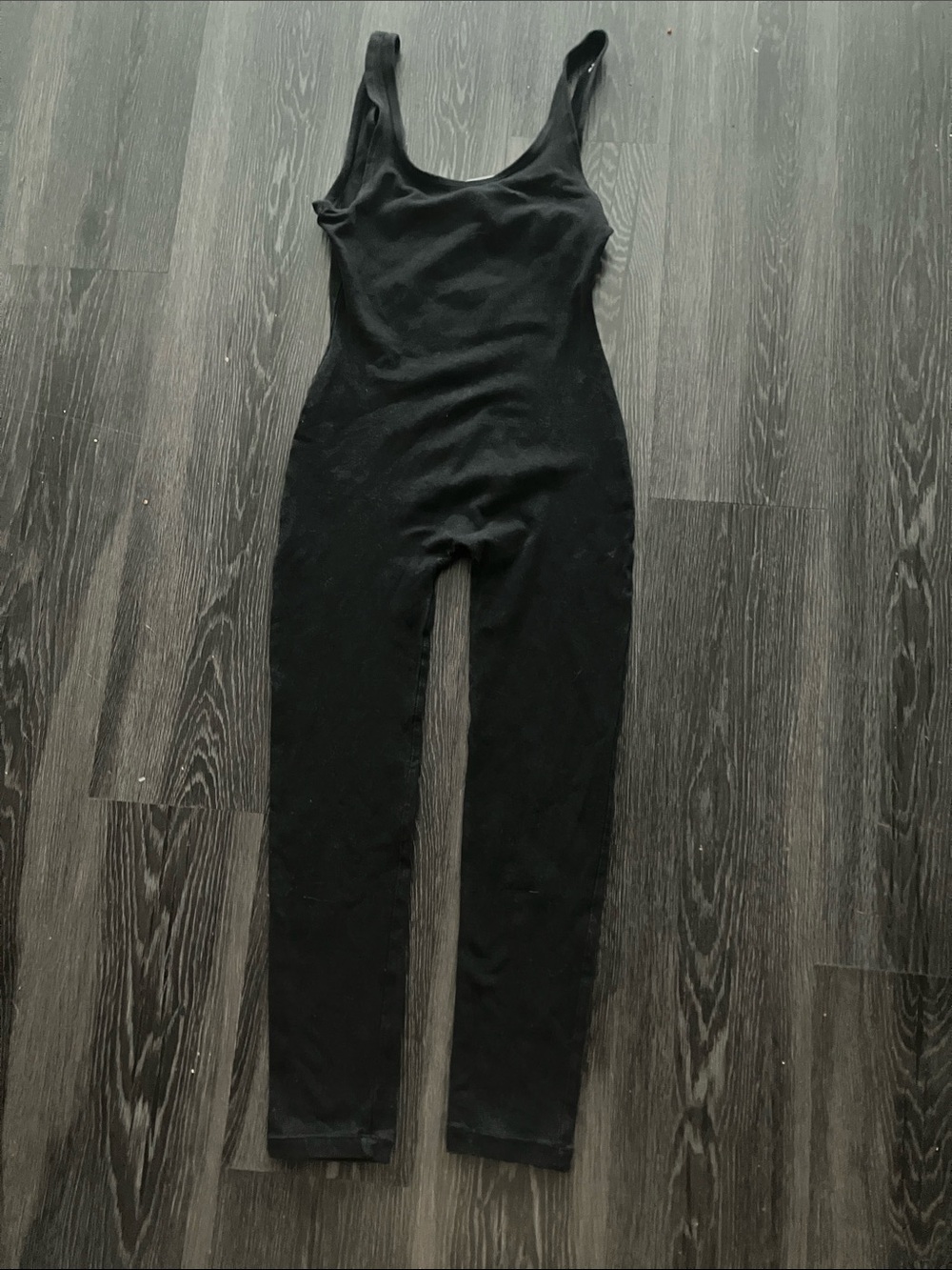 Vintage 80s Solid Black Leotard Catsuit Aerobic Wear